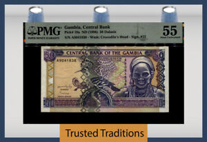 TT PK 19a 1996 GAMBIA CENTRAL BANK 50 DALASIS PMG 55 ABOUT UNCIRCULATED