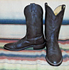 Mens Vintage Nocona Brown Deer Skin Cowboy Boots 11.5 D Excellent Used Condition