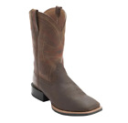 Men's Distress Brown Full Grain Leather Wide Toe Cowboy Boots - 5 Day Delivery