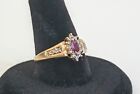 Vintage 1990s Helzberg 10k Yellow Gold Ruby And Diamond Ring Size 6
