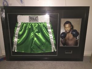 joe frazier signed Boxing Shorts in collectors frame