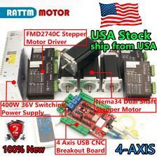 US丨4 Axis Nema23 Dual shaft Stepper Motor 425oz-in/280Ncm &Driver 4A USB CNC Kit