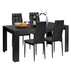 5 pcs Dining Set Wood Table and 4 Fabric Chairs Home Kitchen Modern Furniture