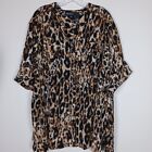 Maggie Barnes 4X Blouse Leopard Print Button Up Short Sleeves