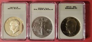 New Listing2024 $1 American Silver Eagle 1 oz BU with 2 40% Silver Eisenhower Dollars More!