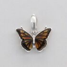 Hand Carved Multi-Color BALTIC AMBER Butterfly Pendant 925 STERLING SILVER 3170e