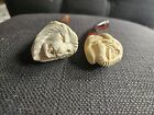 Lot Of 2-Hand Carved Lion & Elephant Mini MEERSCHAUM Pipes
