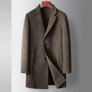 Mens Coat Formal Wool Trench Coat Business Double-sided Wool Warm Coats Winter