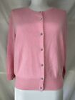 Definite View 100% Cashmere Cropped Cardigan Sweater Sz M L Pink Jeweled Buttons