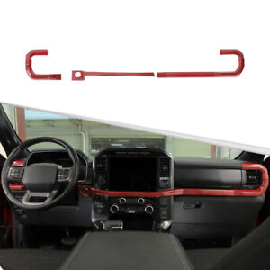 Center Console Dashboard Cover Bezels Trim Strips For Ford F150 2021+ Red Carbon (For: 2021 Ford F-150)