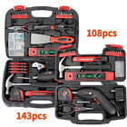 108-143pcs Household Tool Set With Box Basic Home Maintenance Mechanics Tool Kit