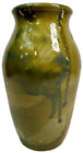 Vintage Studio Art Pottery Green/Yellow Ceramic Vase Signed 7 in Tall