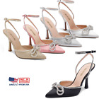 Women Wedding Dress Pumps Stilettos High Heel Pointed Toe Rhinestone Pump Shoes