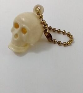 Vintage Celluloid Halloween Skull w/ Hinged Jaw Plastic Keychain Charm