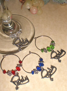 Party Time! New 4 Wine Glass Charms Great Gift Idea