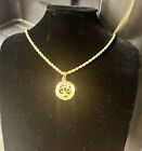 22K 2.5mm Yellow Gold 19.5in Rope Chain Necklace With Pendant