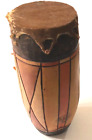 $60 African Hand Carved Primitive Wood Vintage Brown Traditional Art Tribal Drum