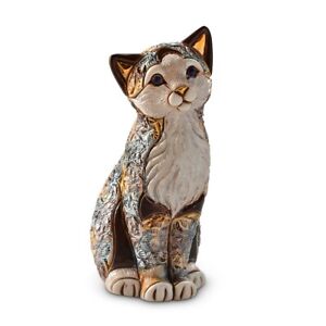 New De Rosa Rinconada Figurine Calico Sitting Kitty Cat Enamel DeRosa