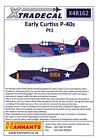 Xtra Decals 1/48 EARLY CURTISS P-40 WARHAWK Fighters Part 1