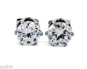 1 PAIR CZ CLEAR SQUARE OR ROUND MAGNETIC Clip-On EARRINGS STUDS FOR WOMEN & MEN