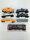 Lot of 7 HO Scale Misc Train Cars - Tankers, Caboose, Flat Cars