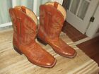 Larry Mahan Exotic Brown Quill Ostrich Square Toe Cowboy Boots Men's size 12 D