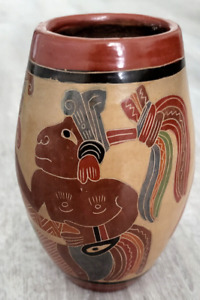 New ListingCentral American Pottery Art Small vase  w/Etched 6