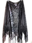Women's KSL Black Lace Triangular Poncho Shawl Size 22W