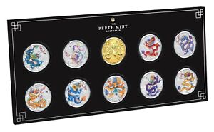 Year of The Dragon silver 10 coin set Australia 2024