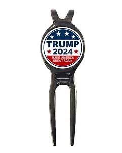 Trump 2024 MAGA Make America Great Golf Ball Marker + Black Gunmetal Divot Tool
