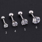 2pcs Surgical Stainless Steel Silver Round CZ Crystal Screw Back Stud Earrings