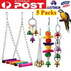5Pcs Parrot Toys Hanging Swing Bird Bell Cage Parakeet Cockatiel Budgie Harness
