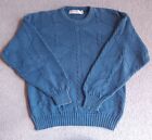 Vintage Jantzen Men's Cable Knit Sweater 100% Cotton Cyan/Blue Size XL