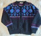 Vintage 80s LL Bean Black Purple Mohair Wool Sweater Cardigan Button Up Women M