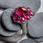Lab-Created Ruby Checkered Cut Ring For Her Handmade Red Carped Fine Jewelry