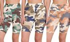 New Womens Wide Waistband Camo Biker Shorts Leggings Gym Athletic Workout 103