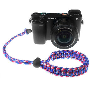 Red/Blue/White Quick Release Braided 550 Paracord Adjustable Camera Wrist Strap