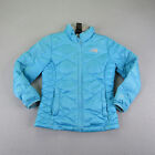 North Face Jacket Girls Medium Blue Puffer Coat 550 Down Full Zip Kids Youth ^