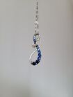 Jared Blue And White Sapphire And Sterling Silver Necklace With 18in Box Chain