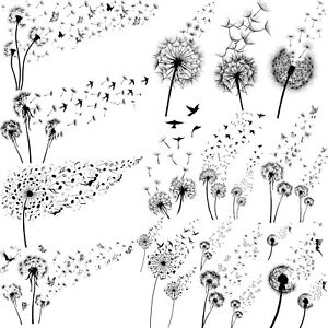 EGMBGM 13Sheets Beautiful Dandelion Temporary Tattoos For Women Realistic Flying