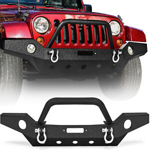 Full Width Front Bumper For 07-18 Jeep Wrangler JK w/ Fog Light Holes & D-rings (For: Jeep)
