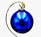 Antique Authentic Midwest Kugel Cobalt Blue Tree Ornament Signed Mercury Glass