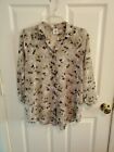 Cabi Sheer Blouse Top Floral Long Sleeve Button Down Collared Gray Size XS