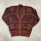 Vintage VIP CLUB Cardigan Sweater Men's Metal Buttons Red 90s 80s Golf Medium