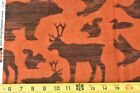 By 1/2 Yd, Brown Woodland Animals on Rusty-Orange Flannel, Kaufman, Davis, P8070