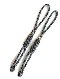 Paracord Lanyard/Keychain 550 (Titanium) Snake Knot + Nordic Beads (2 Pack)