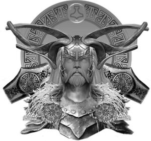 2022 Ghana Norse Gods THOR Shaped Ultra High Relief Silver Plated Antiqued Coin