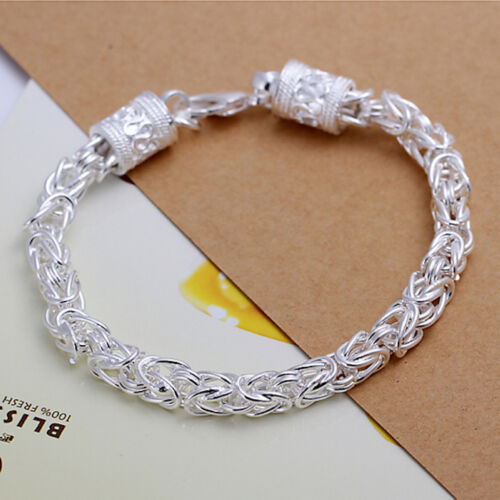 Women's Unisex Sterling Silver Link Chain 8 Inches Lobster Bracelet L59