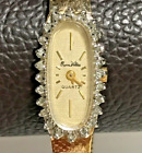 Vintage Pierre Vallee 24 Genuine Diamonds Italy Gold Plated Ladies Watch Works