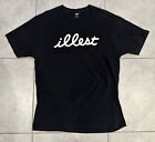 Illest Black Shirt size Large Script Logo Design Short Double Sided Streetwear